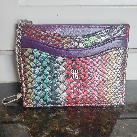 HOBO Handbags - HOBO Multicolor Snake-Print Card Holder with Chain